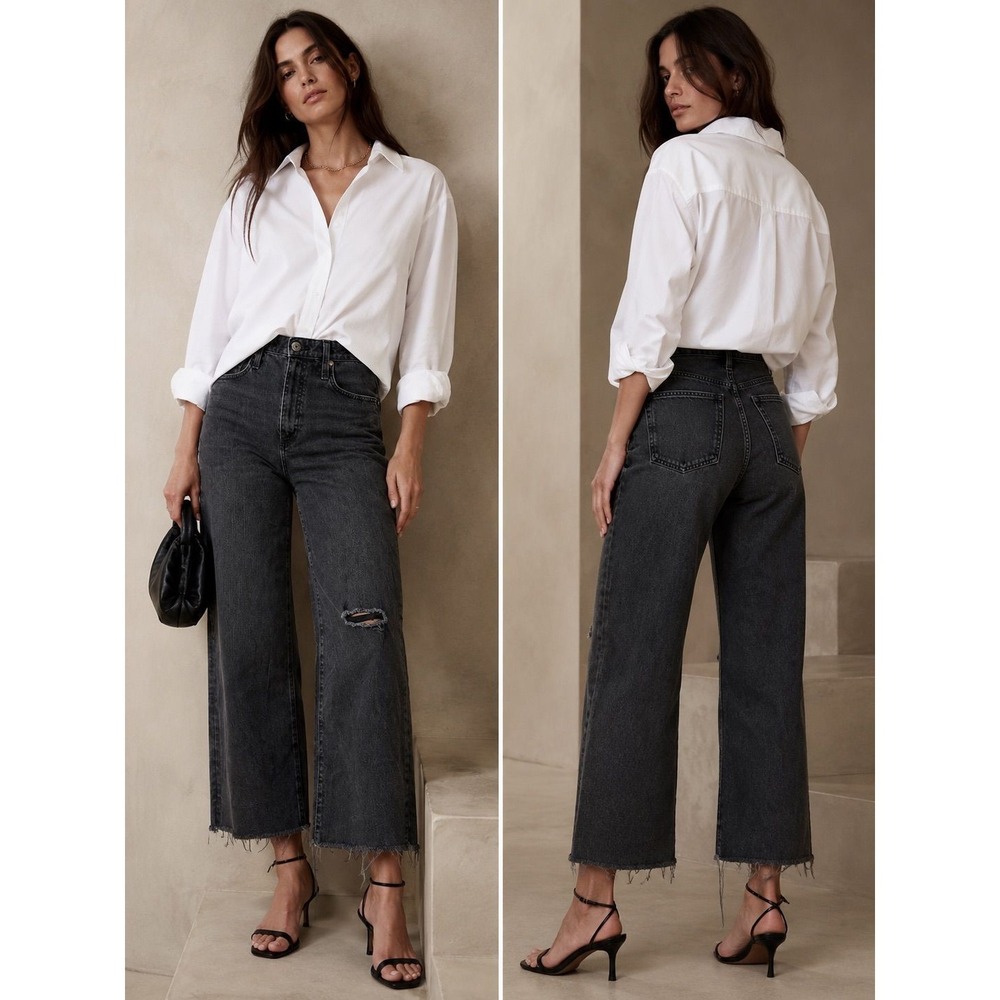 AG Adriano Goldschmeid Etta High Waisted Black Wide Leg Crop (MSRP: $235) 27R